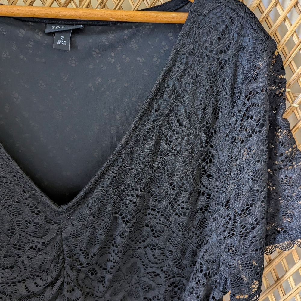 Torrid Black Lace V-Neck Bodysuit - Picture 3 of 4